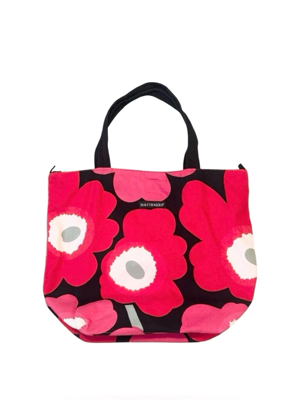 Marimekko Unikko Red Poppy Floral Canvas Tote Shoulder Bag